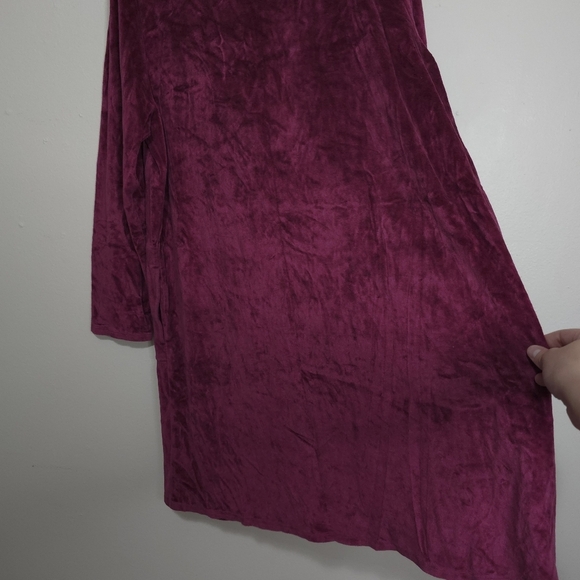J. JILL PUREJILL Burgundy Crushed Velvet Fall Knee Length Shift Dress Size XL - Picture 6 of 10